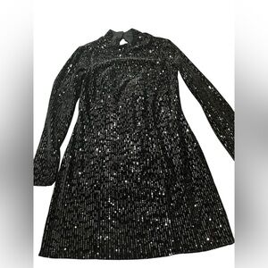 Miami Women’s Long Sleeve Black Sequin Backless Mini Dress